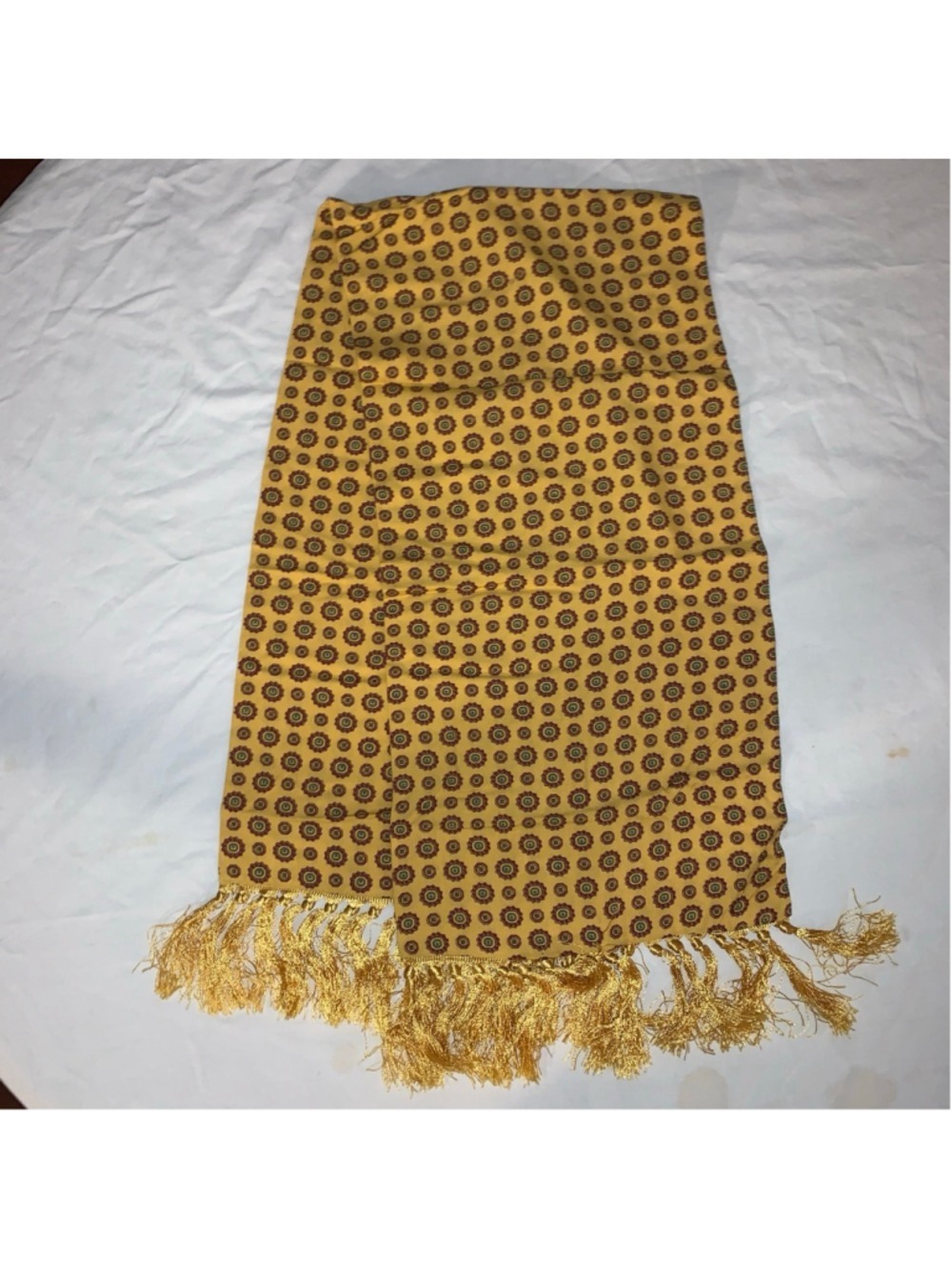 Women's Hortex Yellow Red Patterned Tassel Scarf One Size